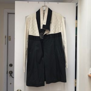 Genuine white and black Lamb Leather Jacket